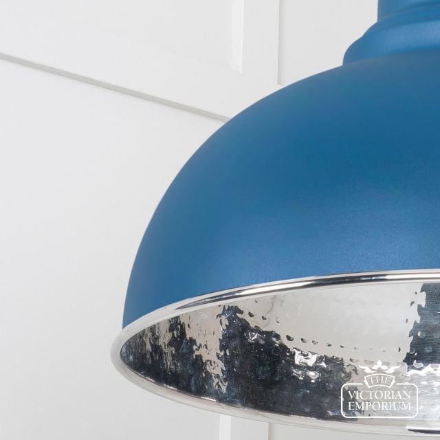 Harlow Pendant Light In Hammered Nickel With Upstream Exterior 45472u 4 L