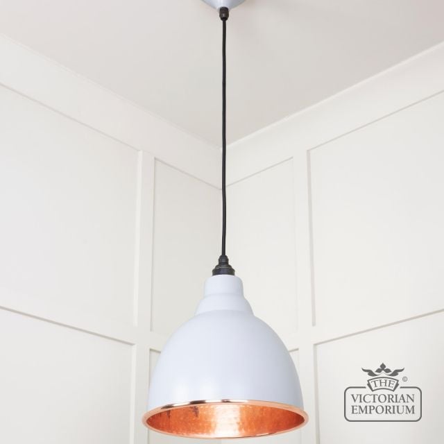 Brindle Pendant Light In Birch With Hammered Copper Interior 49500bi 2 L