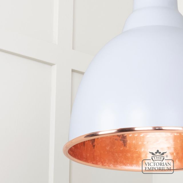 Brindle Pendant Light In Birch With Hammered Copper Interior 49500bi 4 L