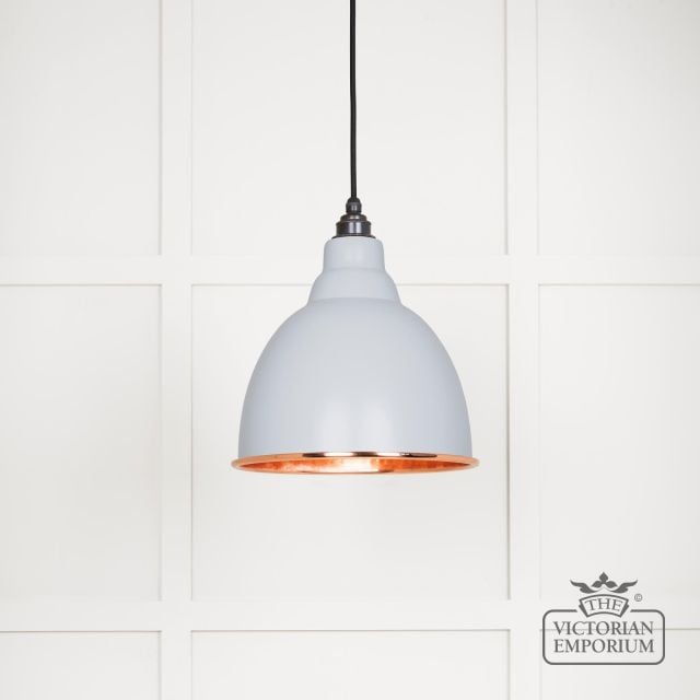Brindle Pendant Light In Birch With Hammered Copper Interior 49500bi Main L