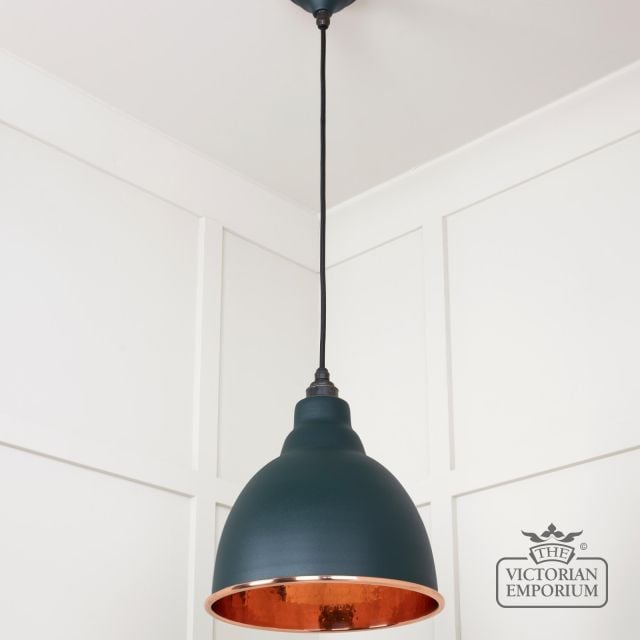Brindle Pendant Light In Dingle With Hammered Copper Interior 49500di 3 L
