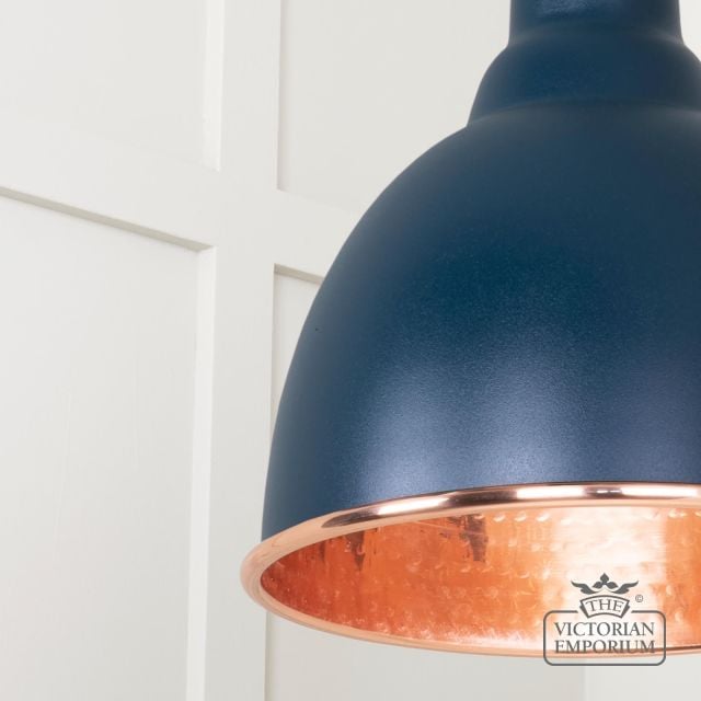 Brindle Pendant Light In Dusk With Hammered Copper Interior 49500du 4 L