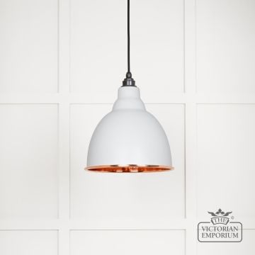 Brindle Pendant Light In Flock With Hammered Copper Interior 49500f 1 L