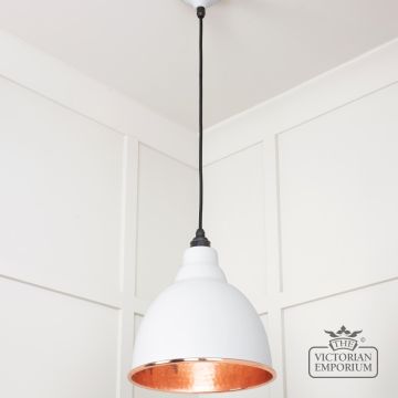 Brindle Pendant Light In Flock With Hammered Copper Interior 49500f 2 L