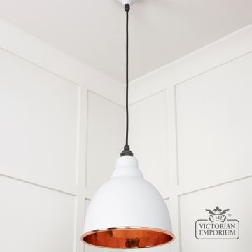 Brindle Pendant Light In Flock With Hammered Copper Interior 49500f 3 L