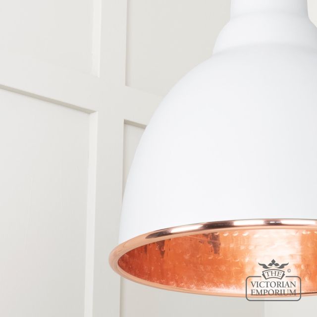 Brindle Pendant Light In Flock With Hammered Copper Interior 49500f 4 L