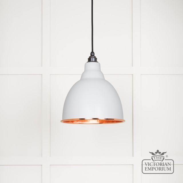 Brindle Pendant Light In Flock With Hammered Copper Interior 49500f Main L