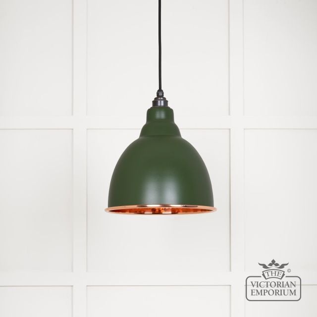 Brindle Pendant Light in Heath with Hammered Copper Interior