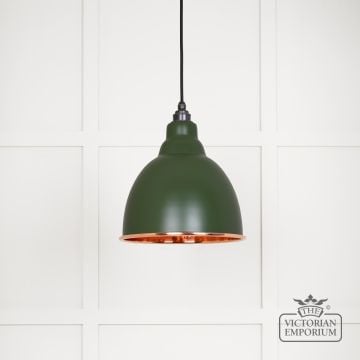 Brindle Pendant Light In Heath With Hammered Copper Interior 49500h 1 L