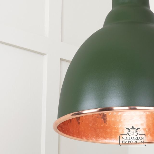 Brindle Pendant Light In Heath With Hammered Copper Interior 49500h 4 L