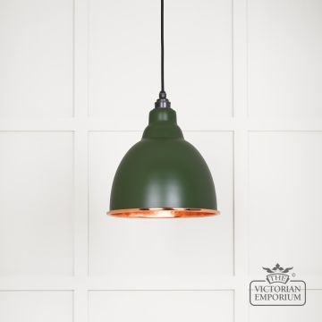 Brindle Pendant Light In Heath With Hammered Copper Interior 49500h Main L