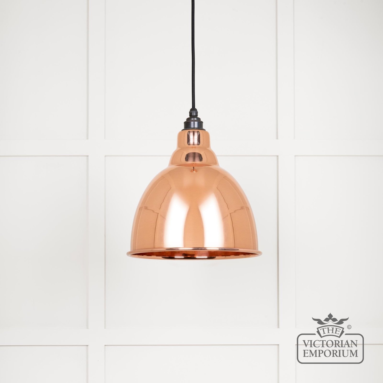 Brindle pendant light in smooth copper