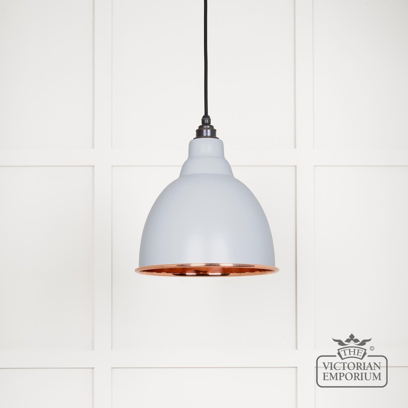 Brindle Pendant Light in Smooth Copper with Birch Exterior