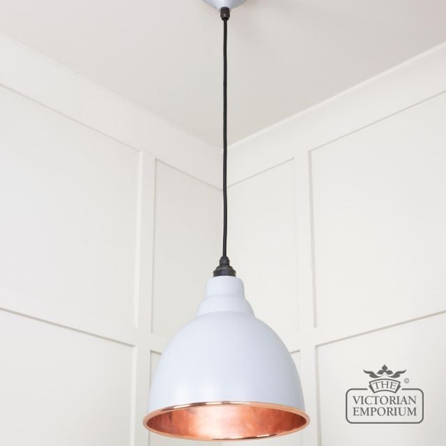 Brindle Pendant Light In Smooth Copper With Birch Exterior 49500sbi 2 L