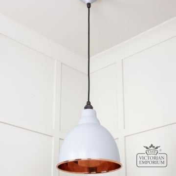 Brindle Pendant Light In Smooth Copper With Birch Exterior 49500sbi 3 L