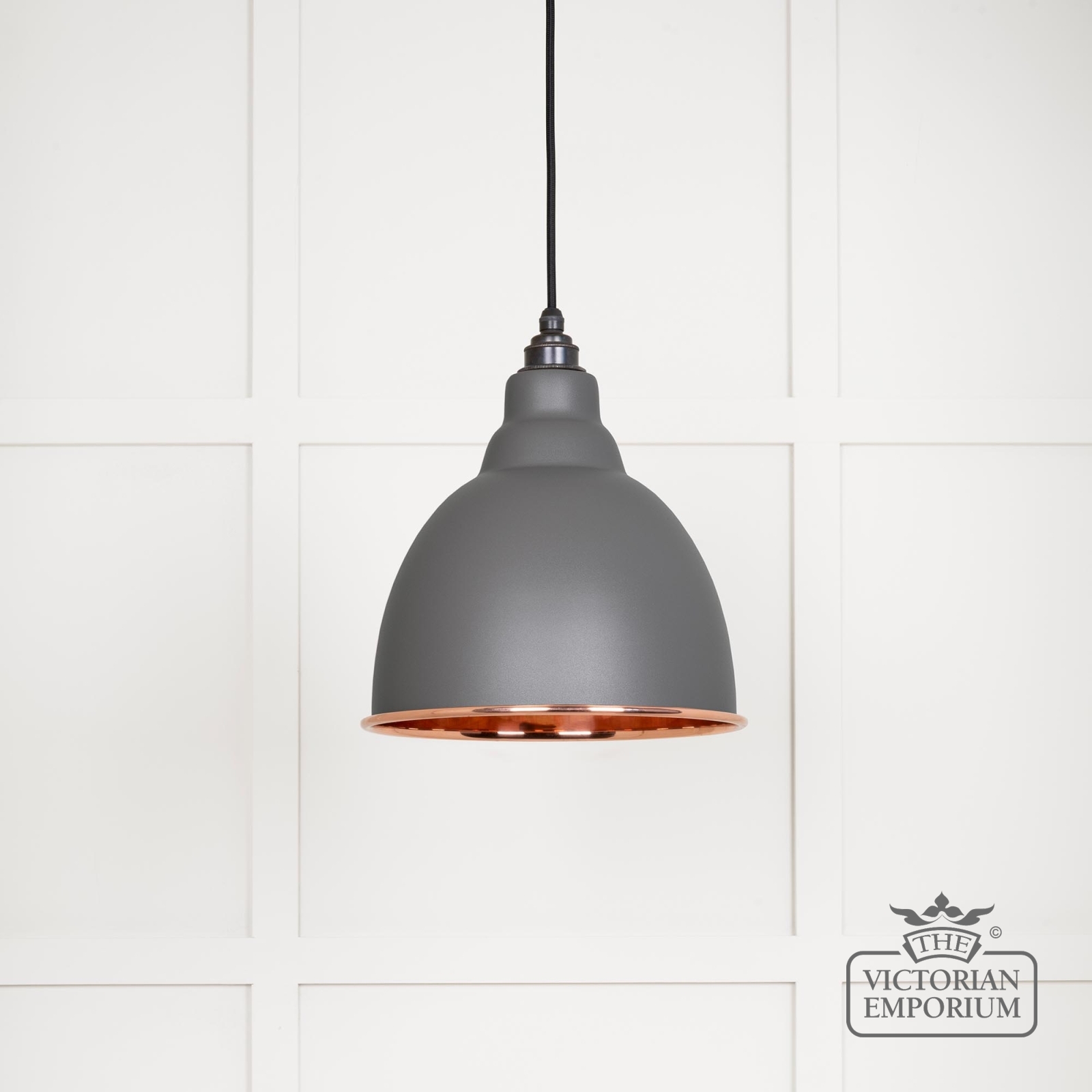 Brindle Pendant Light in Smooth Copper with Bluff Exterior