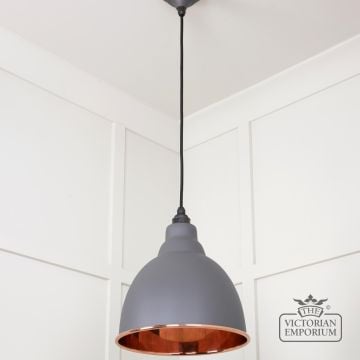 Brindle Pendant Light In Smooth Copper With Bluff Exterior 49500sbl 3 L