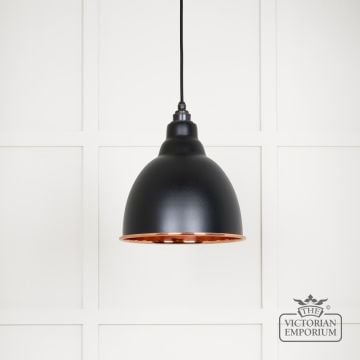 Brindle Pendant Light In Smooth Copper With Black Exterior 49500seb 1 L