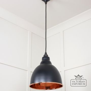 Brindle Pendant Light In Smooth Copper With Black Exterior 49500seb 3 L