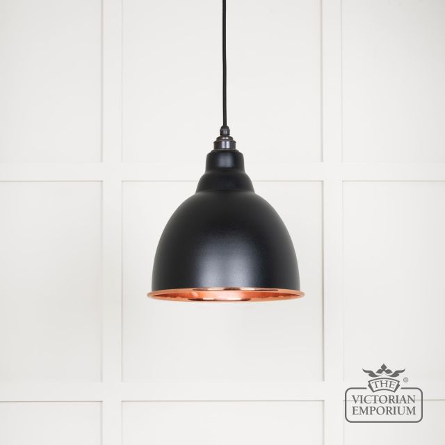 Brindle Pendant Light In Smooth Copper With Black Exterior 49500seb Main L