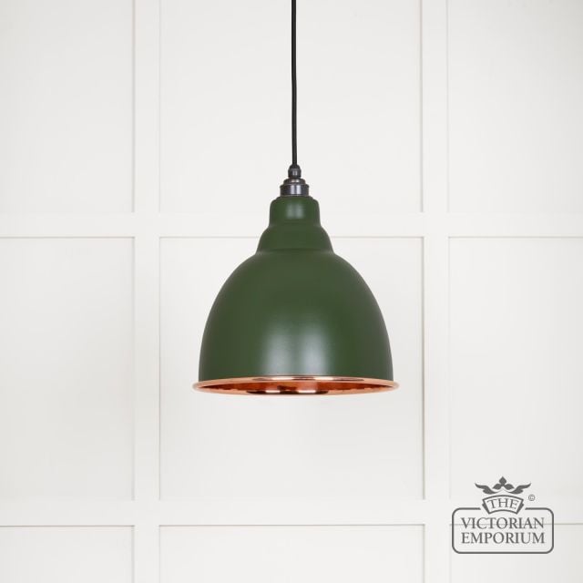 Brindle Pendant Light in Smooth Copper with Heath Exterior