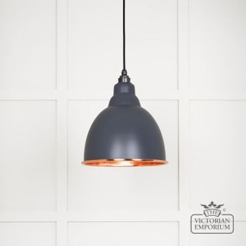 Brindle Pendant Light In Slate With Hammered Copper Interior 49500sl Main L