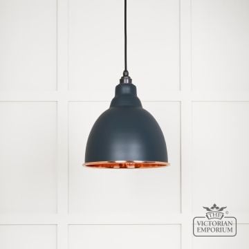 Brindle Pendant Light In Soot With Hammered Copper Interior 49500so 1 L