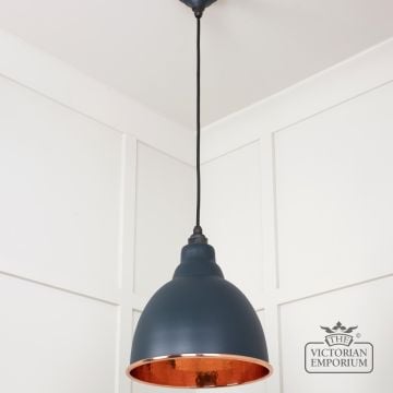 Brindle Pendant Light In Soot With Hammered Copper Interior 49500so 3 L
