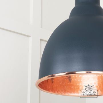 Brindle Pendant Light In Soot With Hammered Copper Interior 49500so 4 L