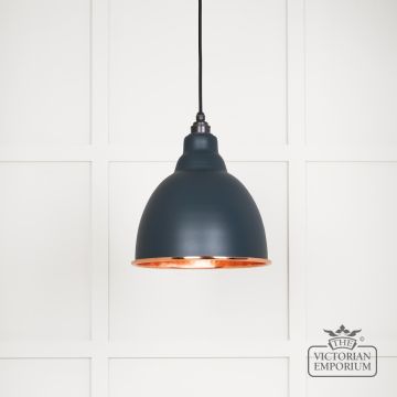 Brindle Pendant Light In Soot With Hammered Copper Interior 49500so Main L