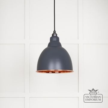 Brindle Pendant Light In Smooth Copper With Slate Exterior 49500ssl 1 L