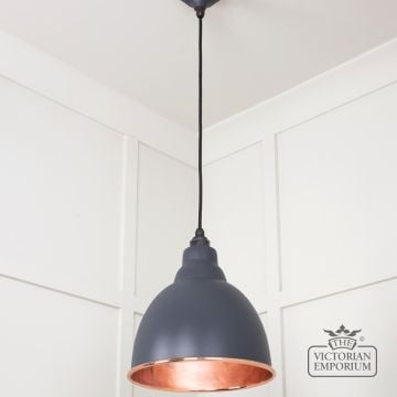 Brindle Pendant Light In Smooth Copper With Slate Exterior 49500ssl 2 L