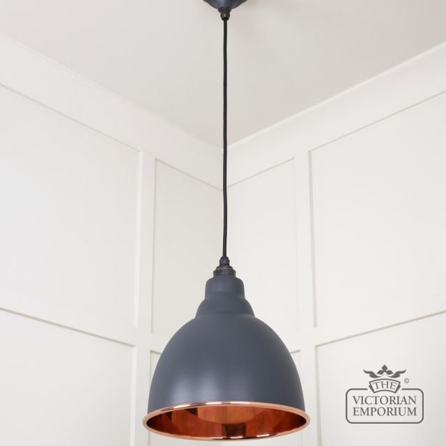 Brindle Pendant Light In Smooth Copper With Slate Exterior 49500ssl 3 L