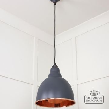 Brindle Pendant Light In Smooth Copper With Slate Exterior 49500ssl 3 L