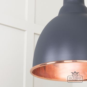 Brindle Pendant Light In Smooth Copper With Slate Exterior 49500ssl 4 L