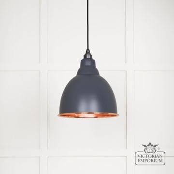 Brindle Pendant Light In Smooth Copper With Slate Exterior 49500ssl Main L