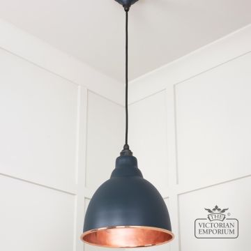 Brindle Pendant Light In Smooth Copper With Soot Exterior 49500sso 2 L
