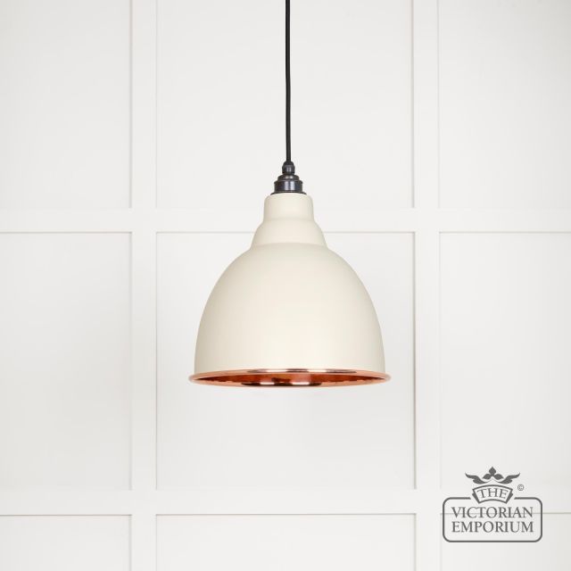 Brindle Pendant Light in Smooth Copper with Teasel Exterior