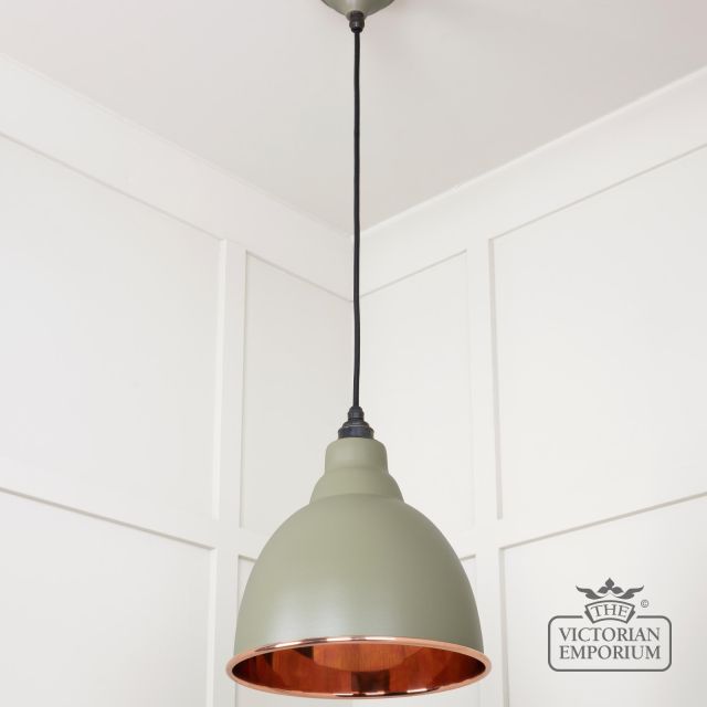 Brindle Pendant Light In Smooth Copper With Tump Exterior 49500stu 3 L