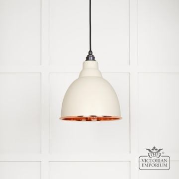 Brindle Pendant Light In Teasel With Hammered Copper Interior 49500te 1 L