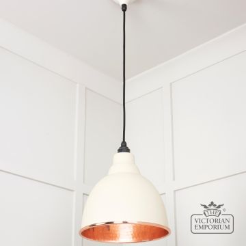 Brindle Pendant Light In Teasel With Hammered Copper Interior 49500te 2 L