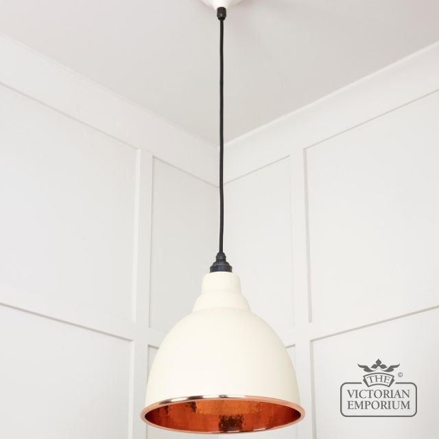 Brindle Pendant Light In Teasel With Hammered Copper Interior 49500te 3 L