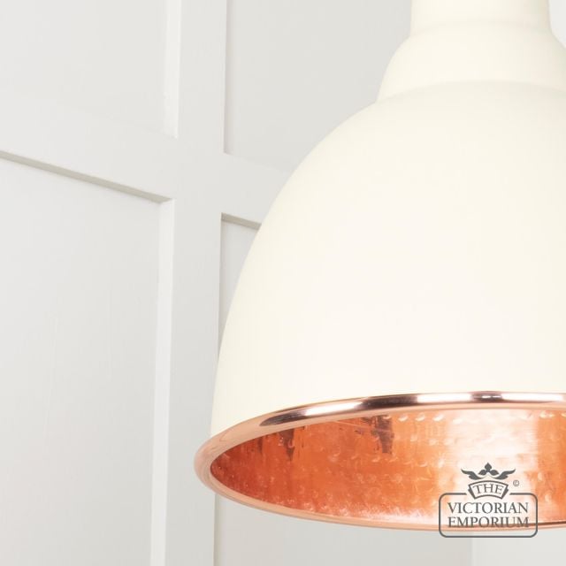 Brindle Pendant Light In Teasel With Hammered Copper Interior 49500te 4 L