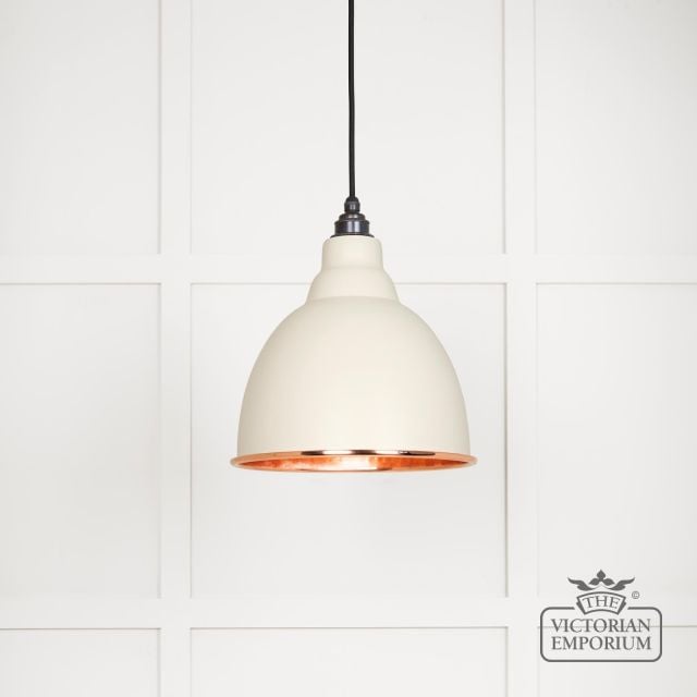 Brindle Pendant Light In Teasel With Hammered Copper Interior 49500te Main L