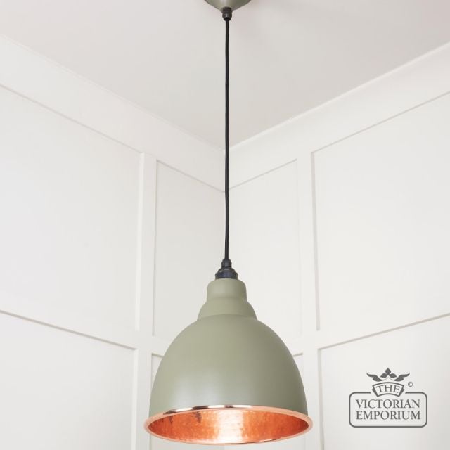 Brindle Pendant Light In Tump With Hammered Copper Interior 49500tu 2 L