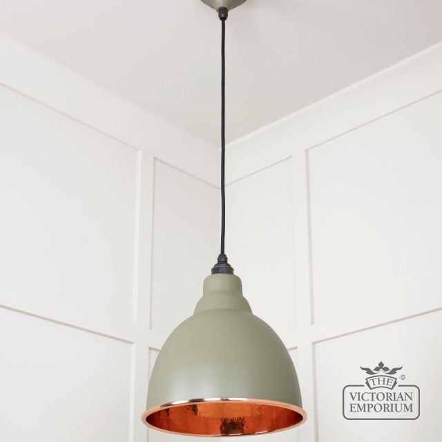 Brindle Pendant Light In Tump With Hammered Copper Interior 49500tu 3 L