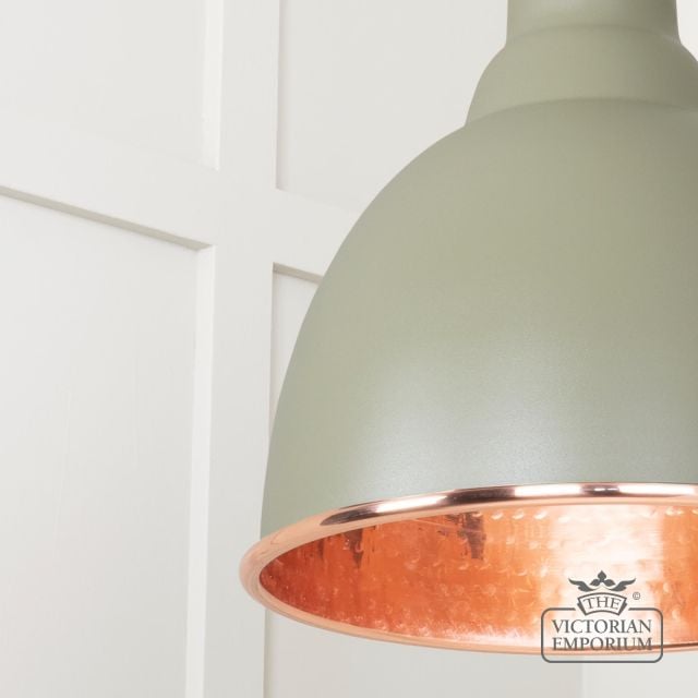 Brindle Pendant Light In Tump With Hammered Copper Interior 49500tu 4 L