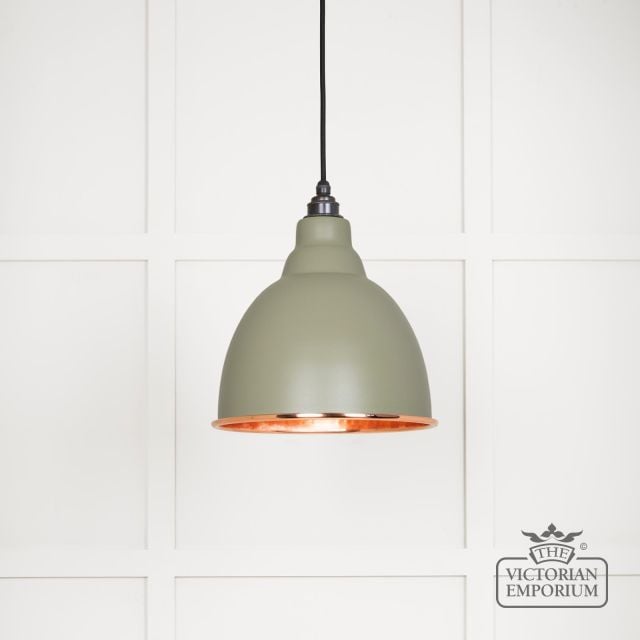 Brindle Pendant Light In Tump With Hammered Copper Interior 49500tu Main L