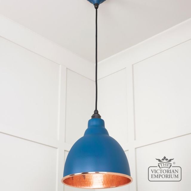 Brindle Pendant Light In Upstream With Hammered Copper Interior 49500u 2 L