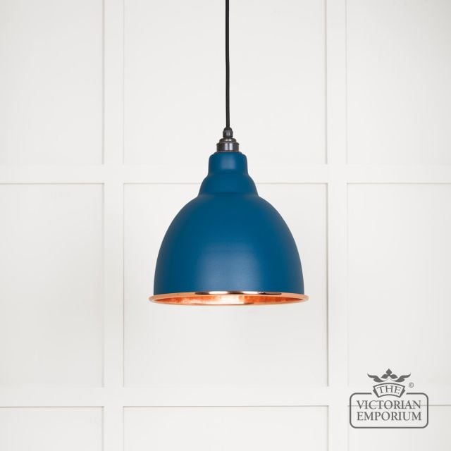 Brindle Pendant Light In Upstream With Hammered Copper Interior 49500u Main L